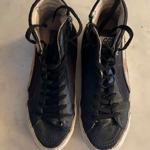 Golden Goose Womens Black and Gold Slide